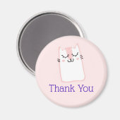 ピンクスリーピングキティ猫ありがとう マグネット (正面/裏面)