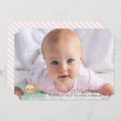 ピンクスリーピーベビースースベビー写真のお知らせ 案内状 (正面/裏面)