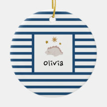 ピンクスリーピーベビーディノ |ダークブルーストライプモダン