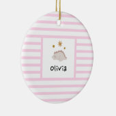 ピンクスリーピーベビーディノ |ベビーピンクストライプモダン セラミックオーナメント (右)