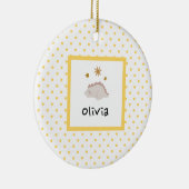 ピンクスリーピーベビーディノ |黄色の水玉模様 モダン セラミックオーナメント (右)