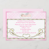 ピンクスリープエンジェルベビーシャワー招待状 招待状 (正面/裏面)