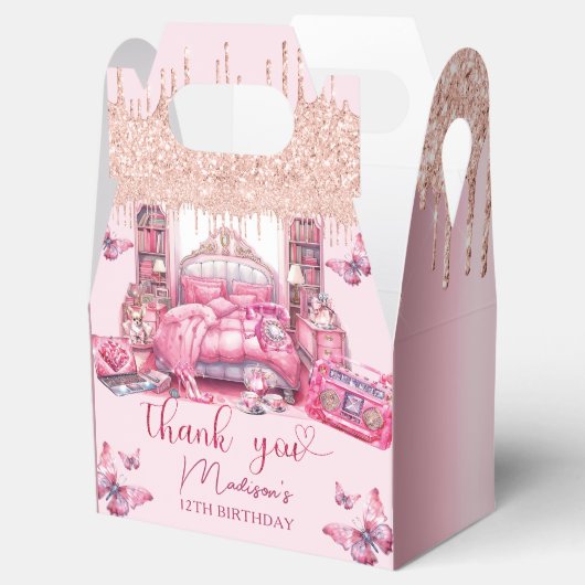 ピンクスリーポバーガール誕生日 パーソナライズされた フェイバーボックス (オープン)