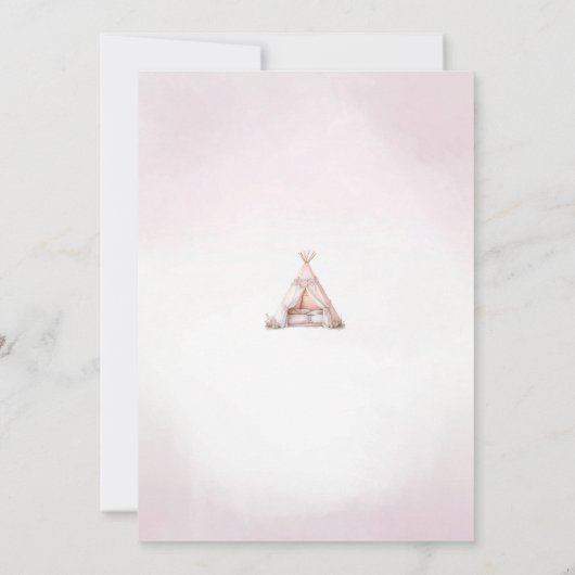 ピンクスリーポバーボホテペスランバーパーティー誕生日 招待状 (裏面)