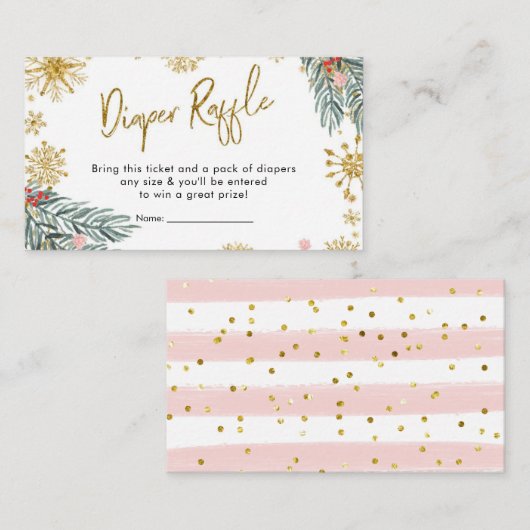 ピンクスリーOh何おもしろい冬おむつラッフル エンクロージャーカード (正面/裏面)