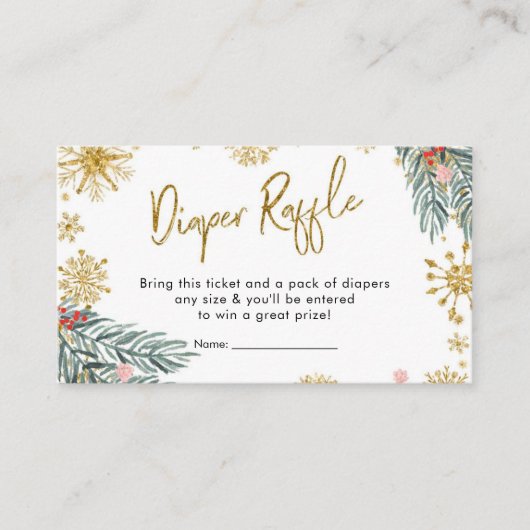 ピンクスリーOh何おもしろい冬おむつラッフル エンクロージャーカード (正面)