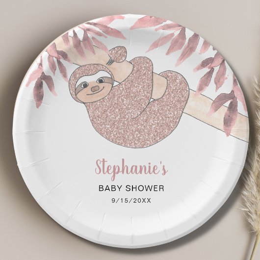 ピンクスロスベビーシャワー ペーパープレート