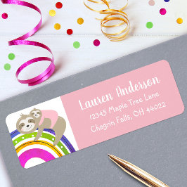 ピンクスロッツボーホレインボーガールベビーシャワーアドレス ラベル