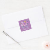 ピンクスワンアート，名前，差出人住所，ラベンダー スクエアシール (封筒)