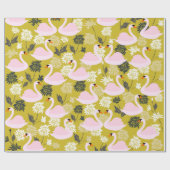 ピンクスワンラッピング紙 ラッピングペーパー (フラット)