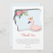 ピンクスワン赤ちゃんシャワーガール サンキューカード (正面/裏面)