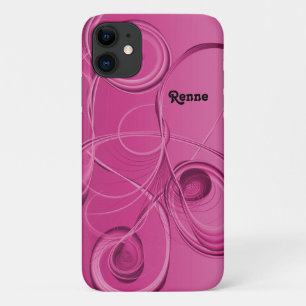 ピンクスワーズ抽象デザイン iPhone 11 ケース