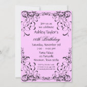 ピンクスワーズSweet sixteenパーティの招待状 招待状 (裏面)