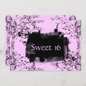 ピンクスワーズSweet sixteenパーティの招待状 招待状 (正面/裏面)