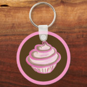 ピンクスワールカップケーキキーチェーン キーホルダー (正面)