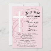 ピンクスワールクロスファースト聖餐式招待状 招待状 (正面)