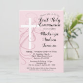 ピンクスワールクロスファースト聖餐式招待状 招待状 (スタンド正面)