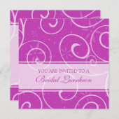 ピンクスワールズブライダルルンチョン招待状カード 招待状 (正面/裏面)