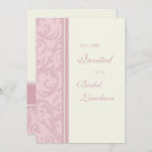 ピンクスワールズブライダルルンチョン招待状カード 招待状 (正面/裏面)