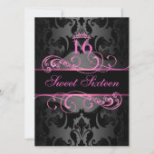 ピンクスワールダマスクスウィート16誕生日招待状 招待状 (正面)