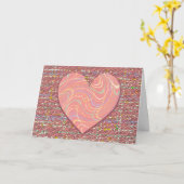 ピンクスワールハートアートバレンタインズデイカード カード (黄色い花)