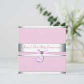 ピンクスワールハートピンククロスファースト聖体 招待状 (スタンド正面)