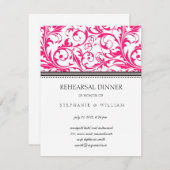 ピンクスワールリハーサルディナーカード 招待状 (正面/裏面)