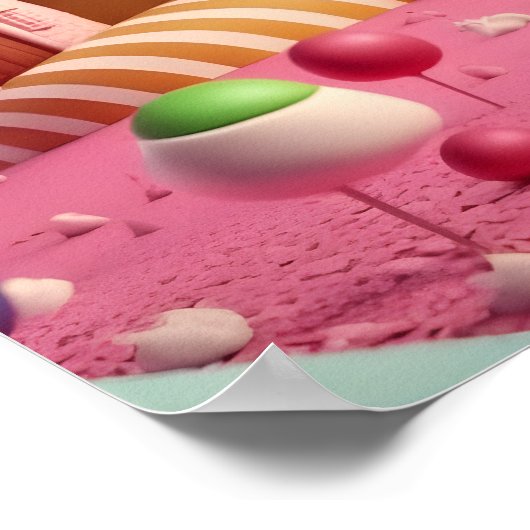 ピンクスワール棒つきキャンデーキャンディランドシーン ポスター (角)