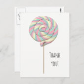 ピンクスワール棒つきキャンデー葉書 ポストカード (正面/裏面)