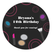 ピンクスワール黒メイクアップパーティー好意ステッカー