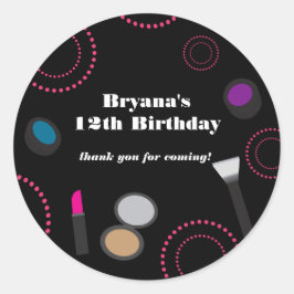 ピンクスワール黒メイクアップパーティー好意ステッカー ラウンドシール