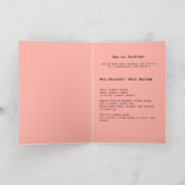 ピンクスーツのシックなチキン 招待状 (内部)