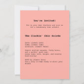 ピンクスーツのシックなチキン 招待状 (裏面)