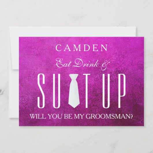 ピンクスーツケース私のグロムスマンになってくれないか 招待状 (正面)