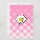 ピンクスーパーヒーローフォト4th誕生日パーティの招待状 招待状 (裏面)