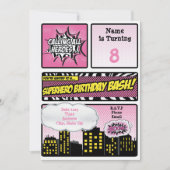 ピンクスーパーヒーロー招待状 招待状 (正面)