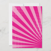 ピンクスーパーヘロス漫画ブックスタイル誕生日パーティー 招待状 (裏面)