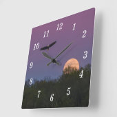 ピンクスーパームーンイーグルウォールクロック スクエア壁時計 (傾斜)