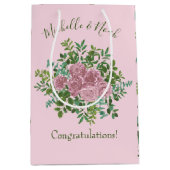 ピンクズ結婚パステルヴィンテージバラ ミディアムペーパーバッグ (正面)