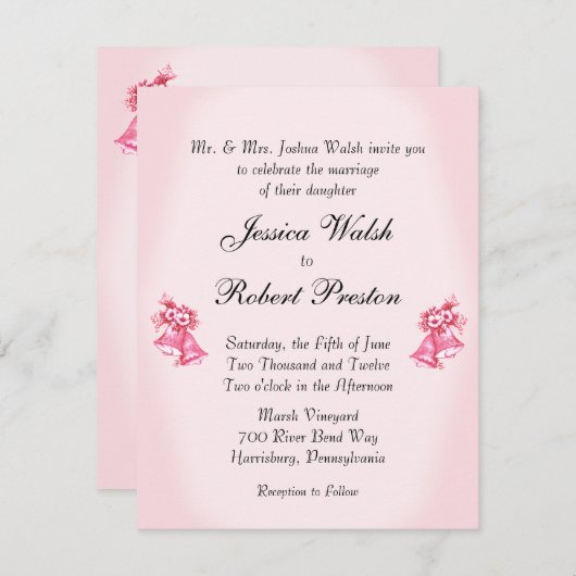 ピンクズ結婚ベル招待状 招待状 (正面/裏面)