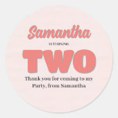 ピンクセカンド誕生日ガールパーティーフローラ ラウンドシール (正面)