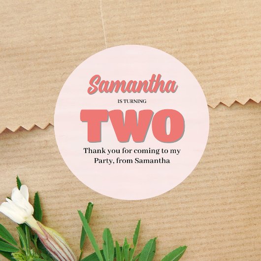 ピンクセカンド誕生日ガールパーティーフローラ ラウンドシール