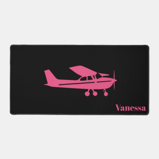 ピンクセスナ航空機ガーリー航空カスタムオフィス デスクマット (正面)
