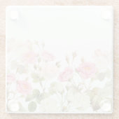 ピンクセピアヴィンテージバラメドウイラストレーション ガラスコースター (裏面)