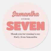 ピンクセブン誕生日ガールパーティーフローラ ラウンドシール (正面)