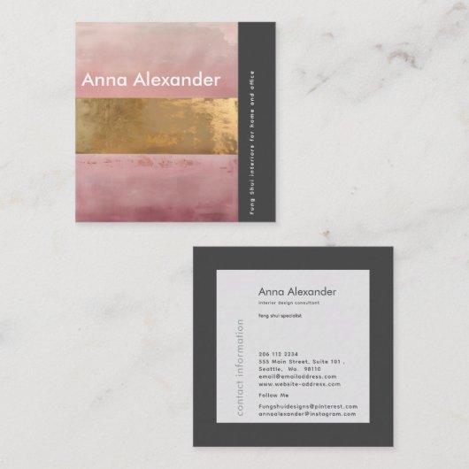 ピンクセレニティデザイン2 スクエア名刺 (正面/裏面)