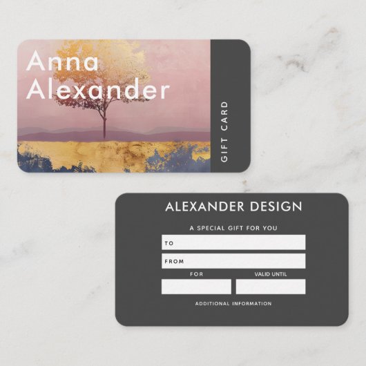 ピンクセレニティデザイン6ギフトカード 名刺 (正面/裏面)