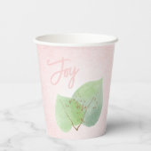 ピンクセージグリーングリッターモダンボタニカルジョイ 紙コップ (裏面)