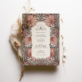 ピンクセージグリーンヴィンテージエレガンスパンペル結婚ネル 招待状