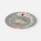 ピンクセージフローラクロスガールズバプテスムフラワーかわいらし ペーパープレート (アングル)